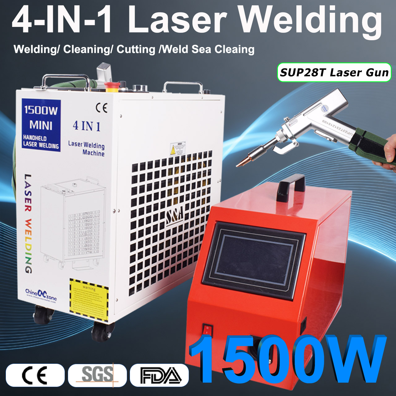 Laser Soldering Machine Handheld - 1500W Fiber Laser Lasmachine 4-IN-1 Lassen